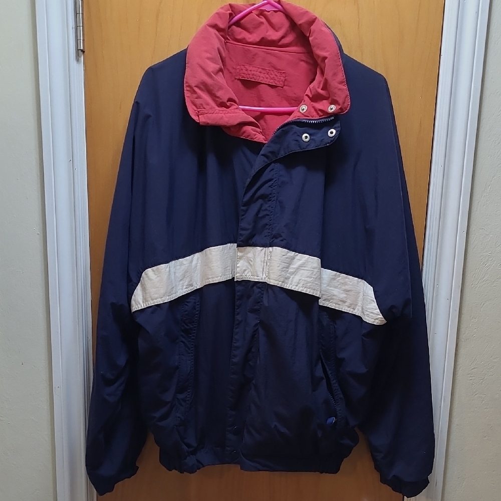 Vintage Reversable Navy, White and Red Hooded Jacket